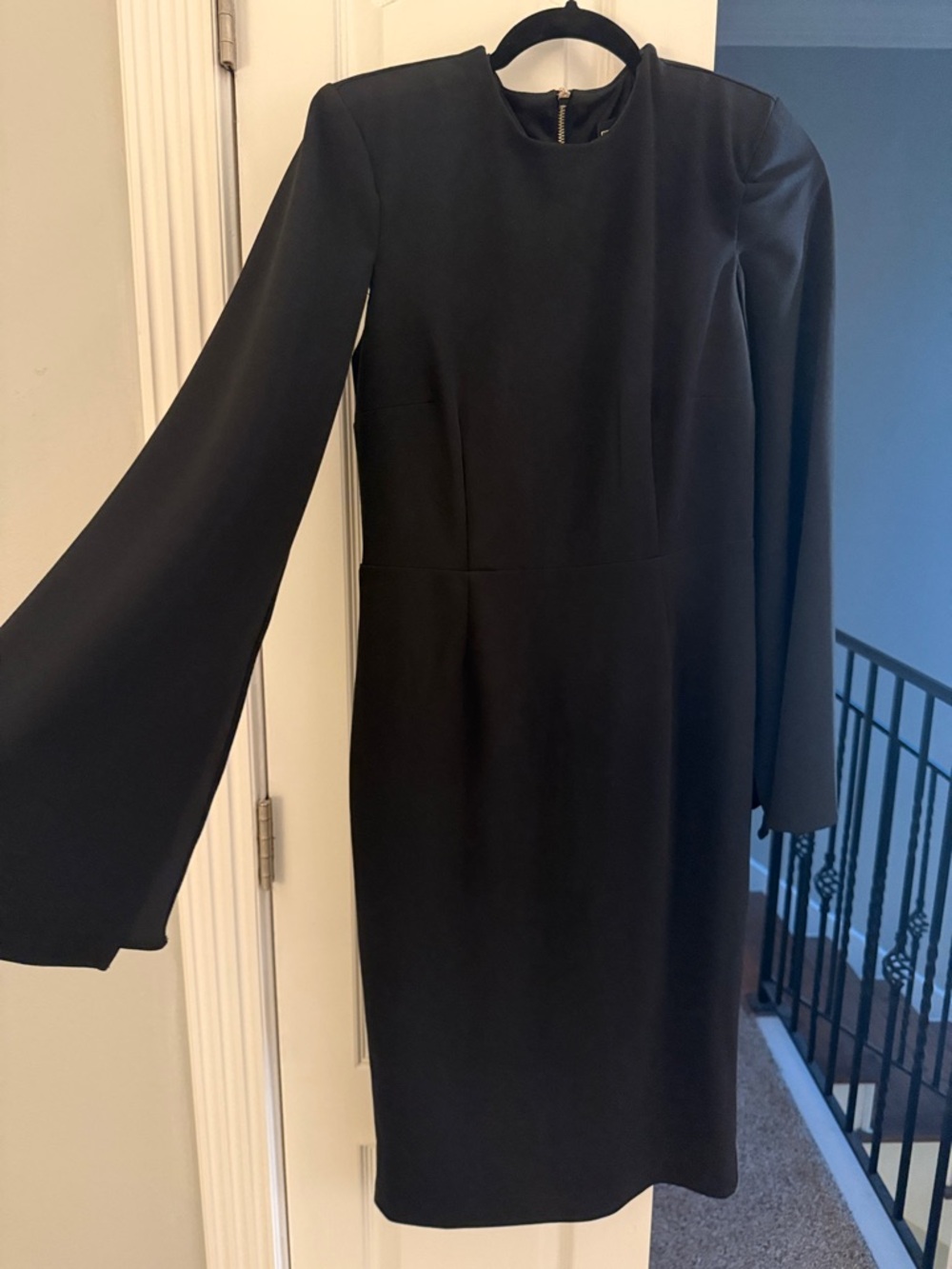 Alexia Admor Black Long-Sleeve Sheath Dress with Flared Sleeves